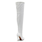 Devilla Size Inclusive - White Vegan Patent - Street Sole - Thigh Variant Two