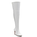 Devilla Size Inclusive - White Vegan Patent - Street Sole - Thigh Variant Three