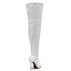Devilla Size Inclusive - White Vegan Patent - Street Sole - Thigh Variant Three