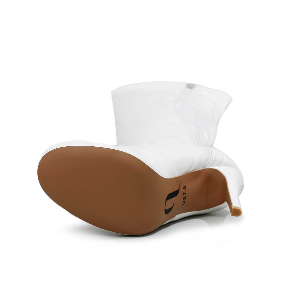 Devilla Size Inclusive - White Vegan Patent - Street Sole - Thigh Variant Three