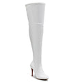 Devilla Size Inclusive - White Vegan Patent - Street Sole - Thigh Variant Four
