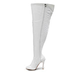 Devilla Size Inclusive - White Vegan Patent - Street Sole - Thigh Variant Four