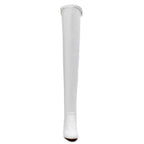 Devilla Size Inclusive - White Vegan Patent - Street Sole - Thigh Variant Four