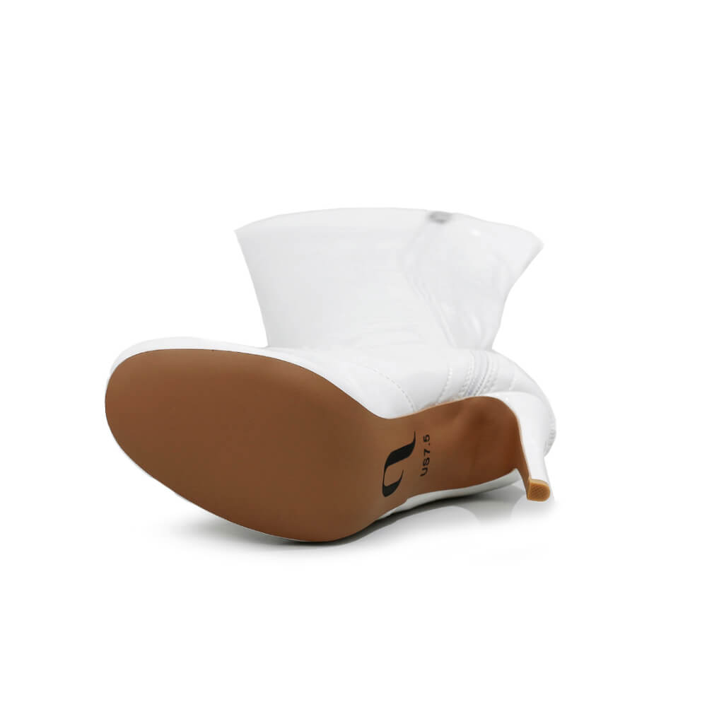 Devilla Size Inclusive - White Vegan Patent - Street Sole - Thigh Variant Four