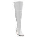 Devilla Size Inclusive - White Vegan Patent - Street Sole - Thigh Variant Five