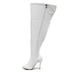 Devilla Size Inclusive - White Vegan Patent - Street Sole - Thigh Variant Five
