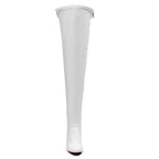 Devilla Size Inclusive - White Vegan Patent - Street Sole - Thigh Variant Five