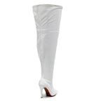 Devilla Size Inclusive - White Vegan Patent - Street Sole - Thigh Variant Five
