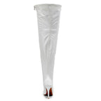 Devilla Size Inclusive - White Vegan Patent - Street Sole - Thigh Variant Six
