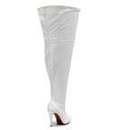 Devilla Size Inclusive - White Vegan Patent - Street Sole - Thigh Variant Six