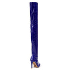 Devilla Size Inclusive - Blue Vegan Patent - Street Sole - Thigh Variant Zero