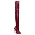 Devilla Size Inclusive - Burgundy Vegan Patent - Street Sole - Thigh Variant Zero