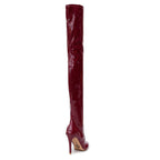 Devilla Size Inclusive - Burgundy Vegan Patent - Street Sole - Thigh Variant Zero