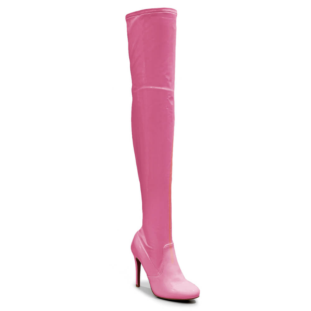Devilla Size Inclusive - Pink Vegan Patent - Street Sole - Thigh Variant Zero
