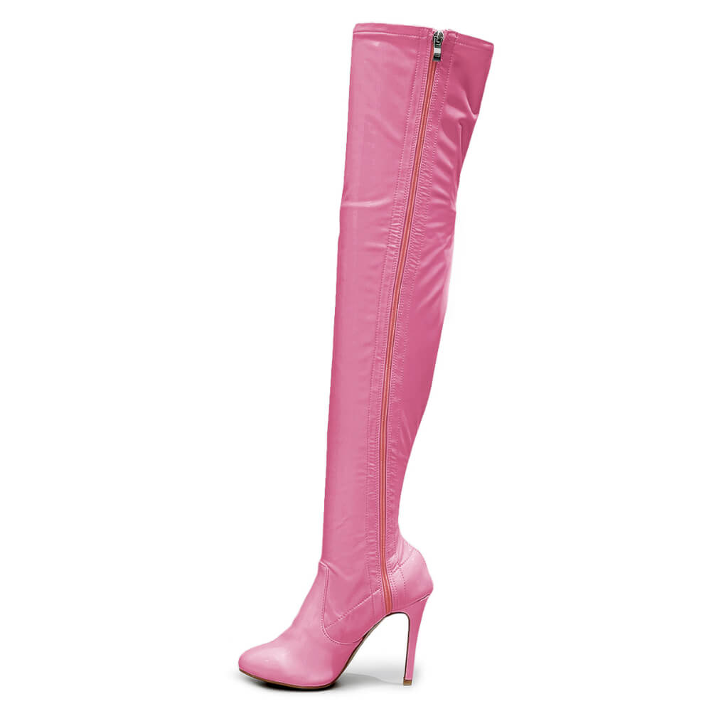 Devilla Size Inclusive - Pink Vegan Patent - Street Sole - Thigh Variant Zero