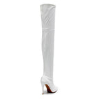 Devilla Size Inclusive - White Vegan Patent - Street Sole - Thigh Variant One