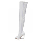 Devilla Size Inclusive - White Vegan Patent - Street Sole - Thigh Variant Zero