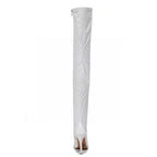 Devilla Size Inclusive - White Vegan Patent - Street Sole - Thigh Variant Zero