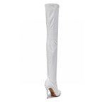 Devilla Size Inclusive - White Vegan Patent - Street Sole - Thigh Variant Zero