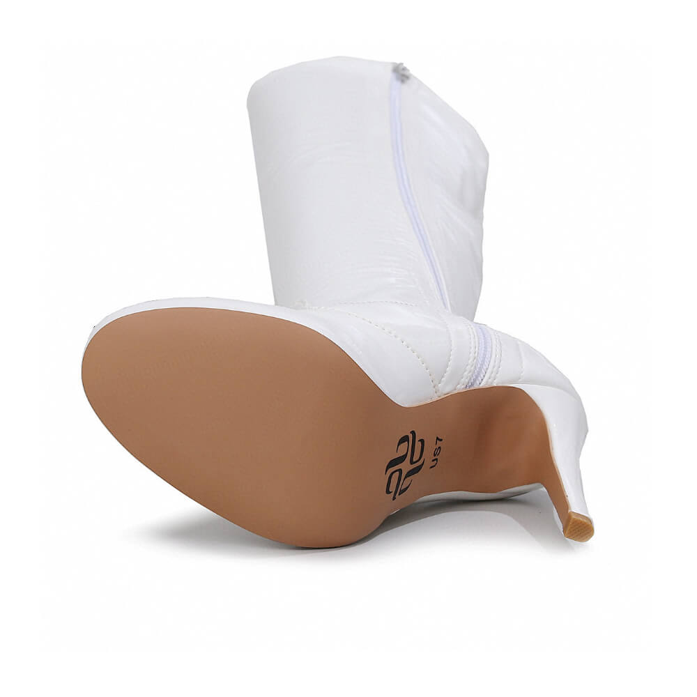 Devilla Size Inclusive - White Vegan Patent - Street Sole - Thigh Variant Zero