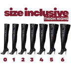 Devilla Size Inclusive - Black Vegan Patent - Street Sole - Thigh Variant Three