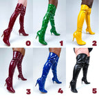 Devilla Size Inclusive - Black Vegan Patent - Street Sole - Thigh Variant One