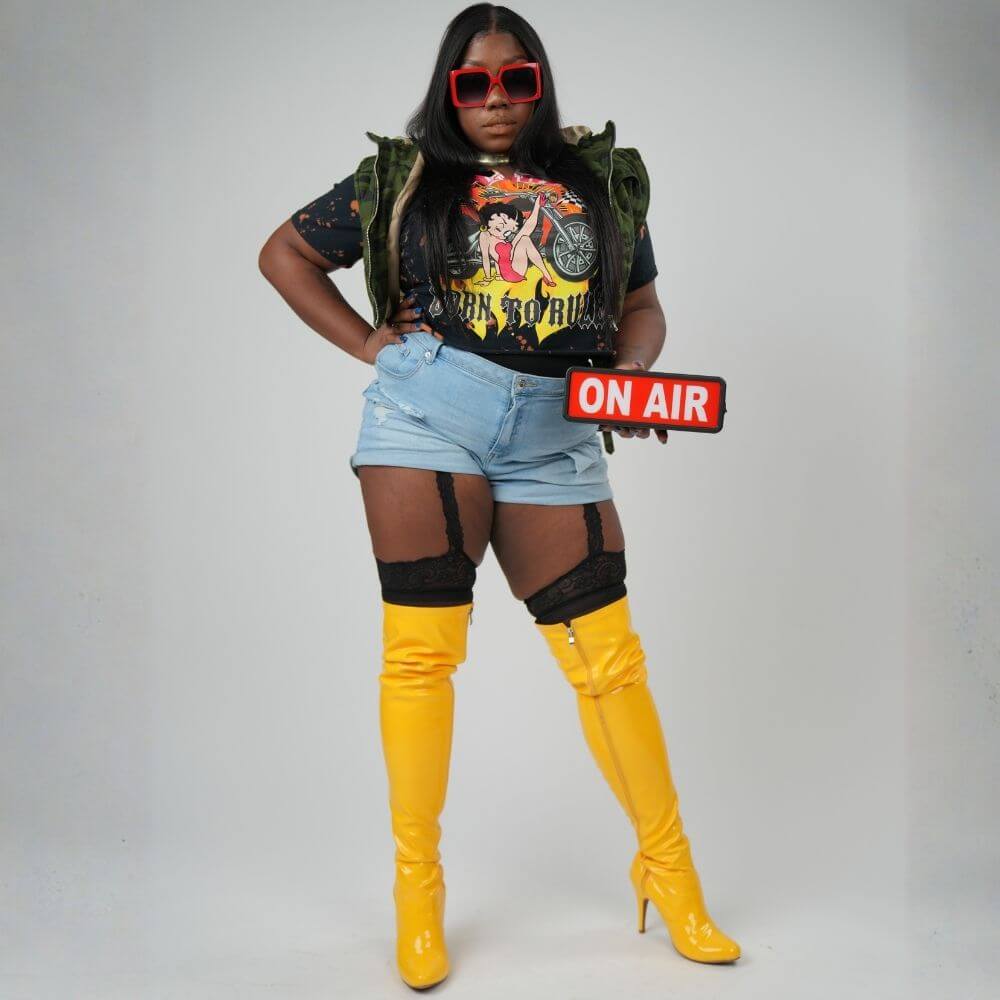 Devilla Size Inclusive - Pink Vegan Patent - Street Sole - Thigh Variant Two