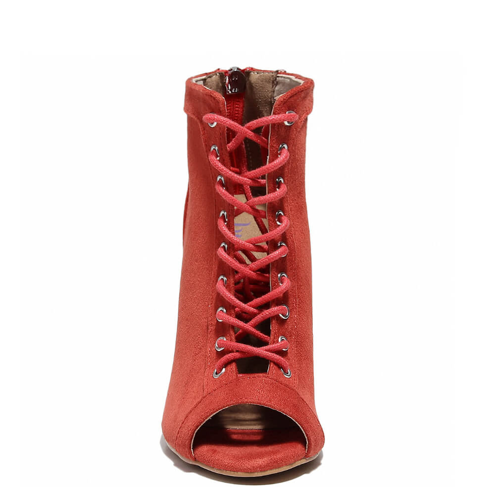 Dilynn - Red Vegan Suede - Rubber Sole
