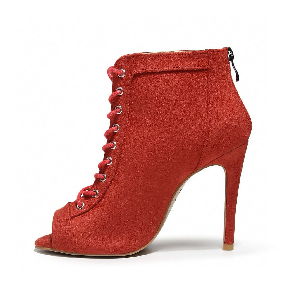 Dilynn - Red Vegan Suede - Suede Sole