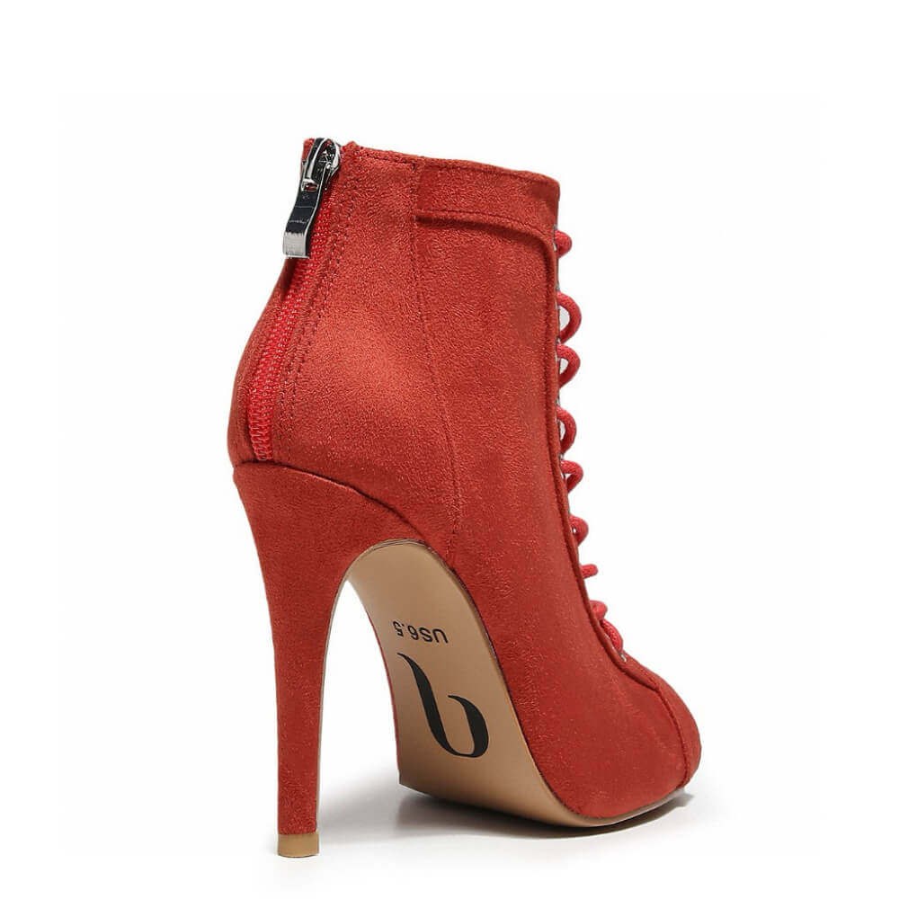 Dilynn - Red Vegan Suede - Suede Sole