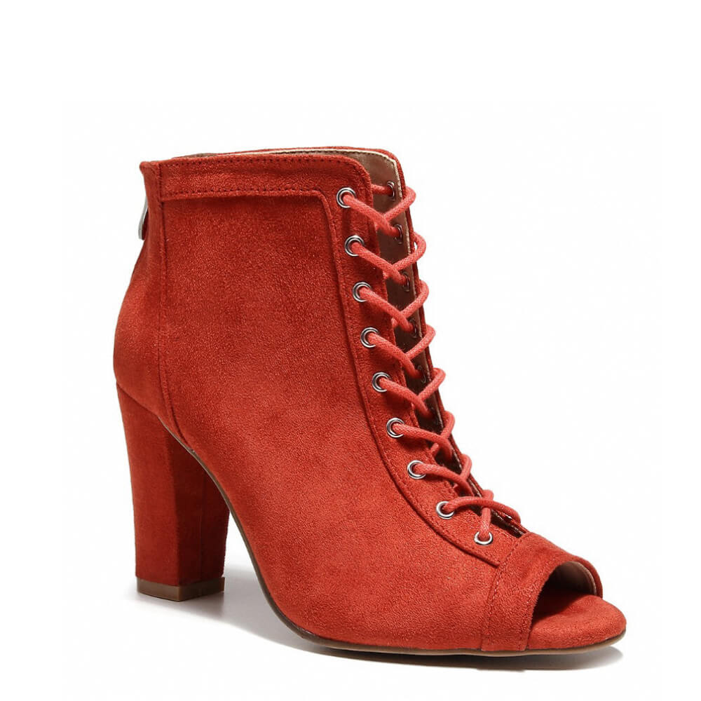 Dilynn Wide Fit - Red Vegan Suede  - Suede Sole