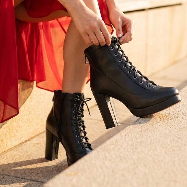 Elliray - Black Vegan Leather - Street Sole