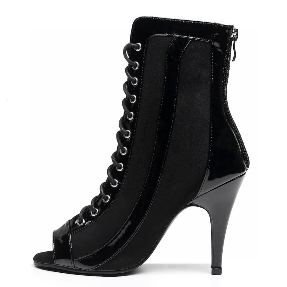 Fierra - Black Patent and Vegan Suede - Rubber Sole