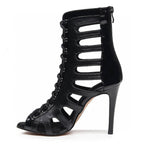 Hunter - Black Vegan Leather and Patent - Suede Sole - Dance Floor Only