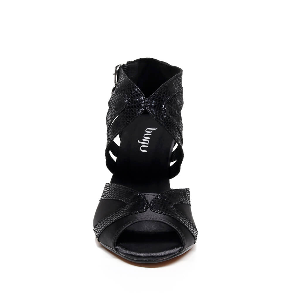 Isabel Wide Fit - Black Metallic Snake - Street Sole