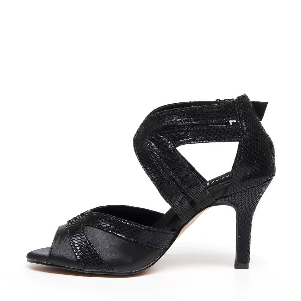 Isabel Wide Fit - Black Metallic Snake - Street Sole