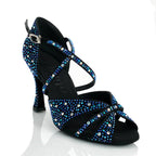 Jema - Black Satin - Suede Sole - Dance Floor Only