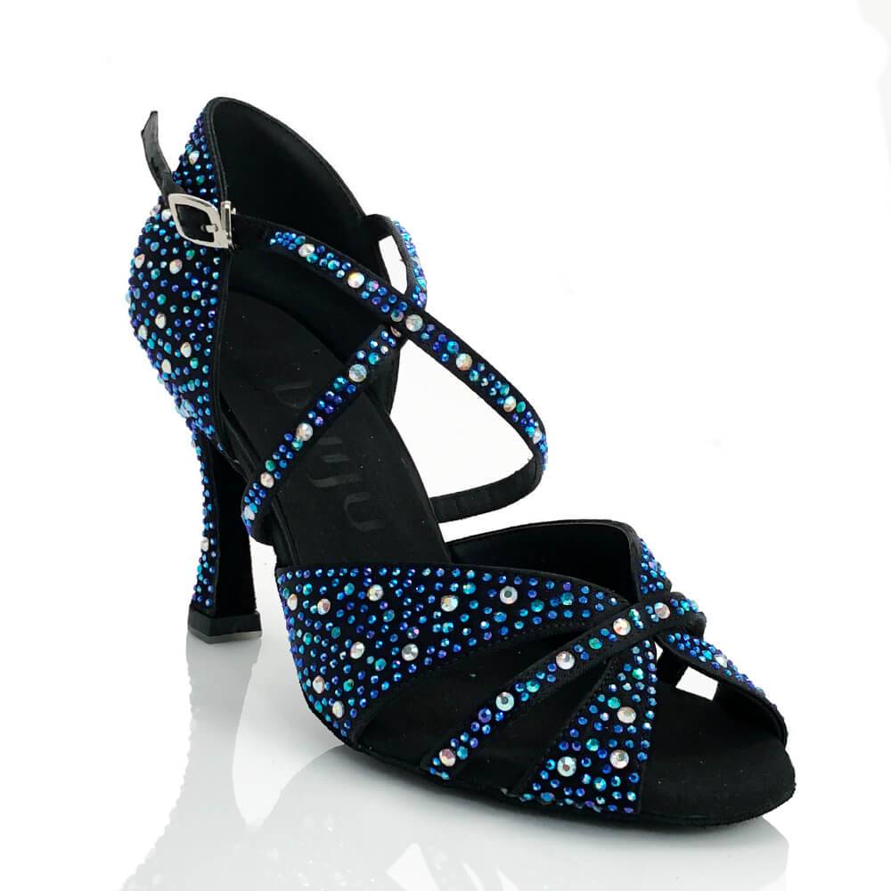 Jema - Black Satin - Suede Sole - Dance Floor Only