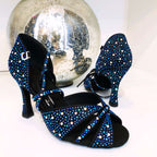 Jema - Black Satin - Suede Sole - Dance Floor Only