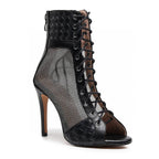 Jezabel - Black Vegan Leather - Suede Sole - Dance Floor Only