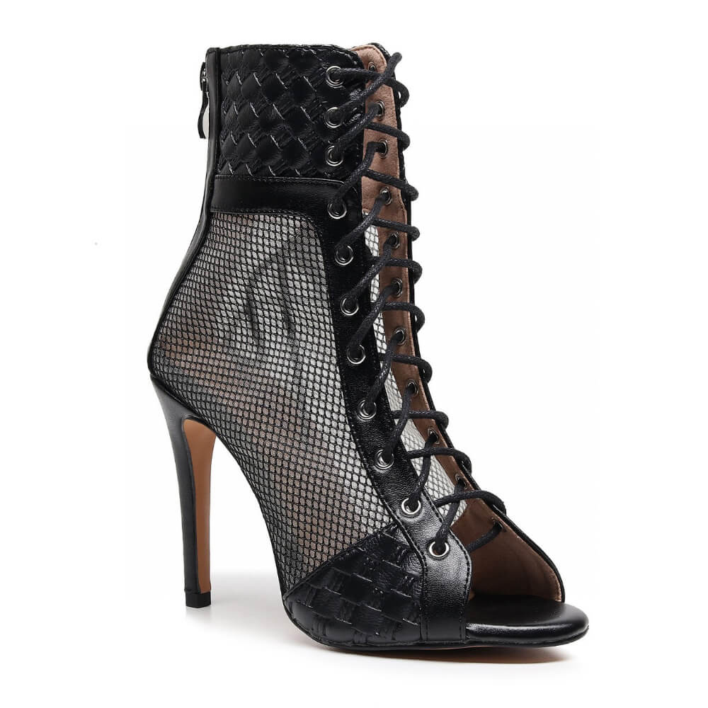 Lace up high heel booties hotsell