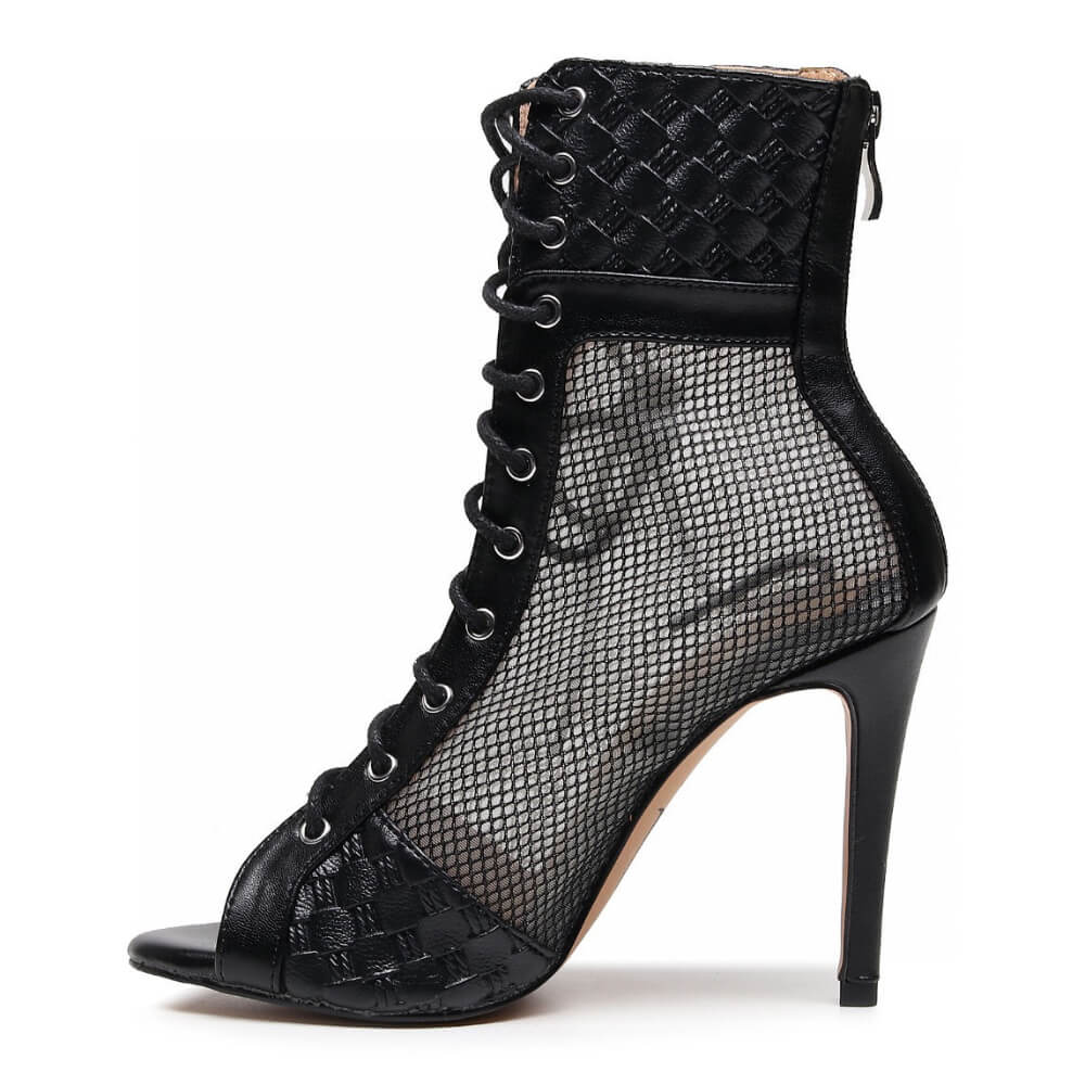 Jezabel - Black Vegan Leather - Suede Sole - Dance Floor Only