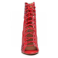 Jezabel - Red Vegan Leather - Suede Sole - Dance Floor Only