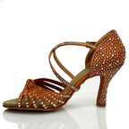 Joya - Tan Satin - Suede Sole - Dance Floor Only