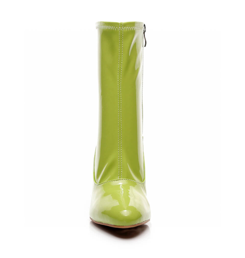 La Gogo Ankle Boot - Chartreuse Wet Look - Street Sole