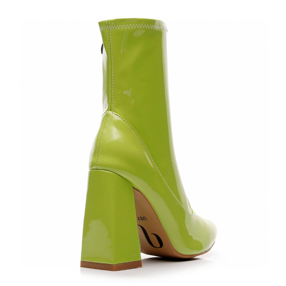 La Gogo Ankle Boot - Chartreuse Wet Look - Street Sole