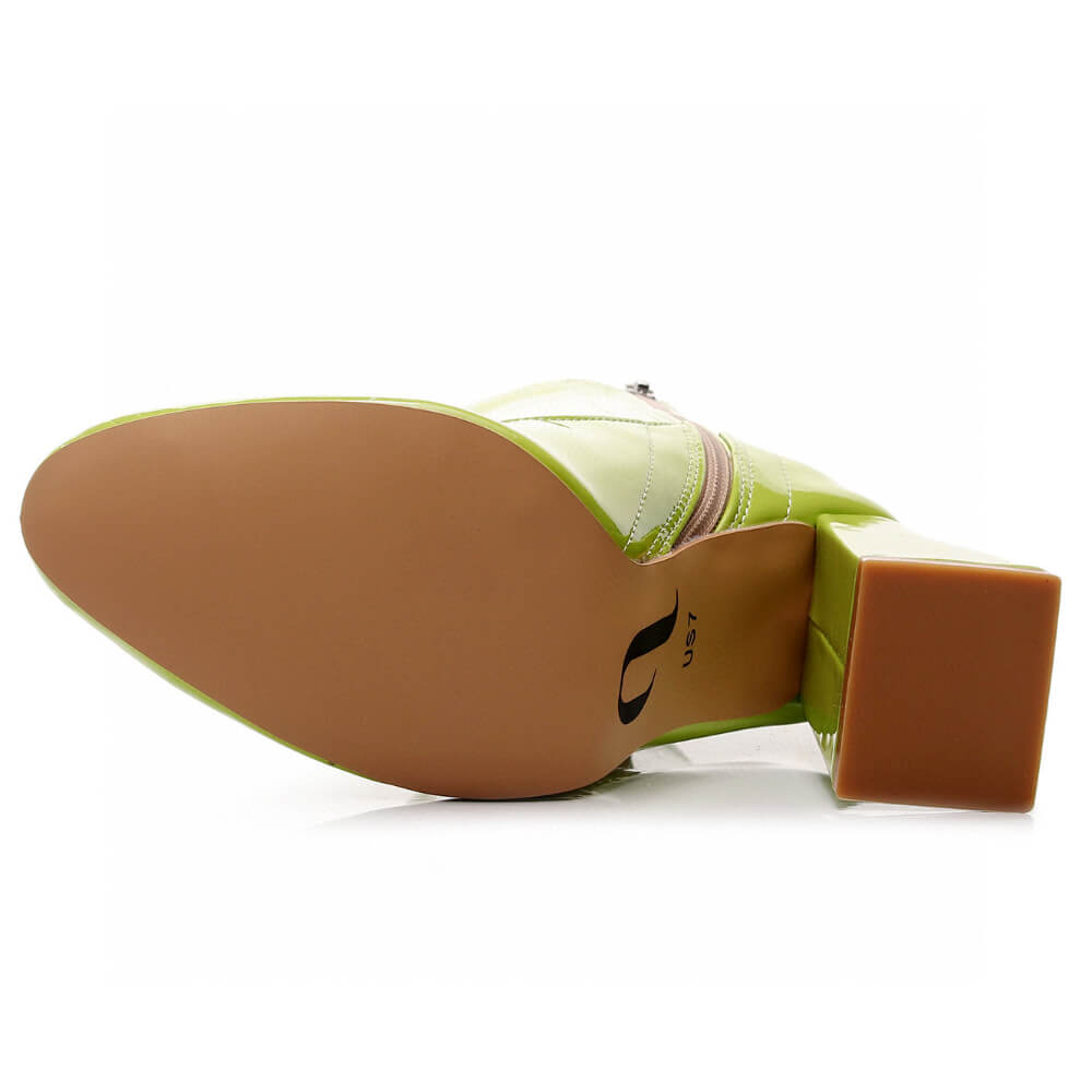 La Gogo Ankle Boot - Chartreuse Wet Look - Street Sole