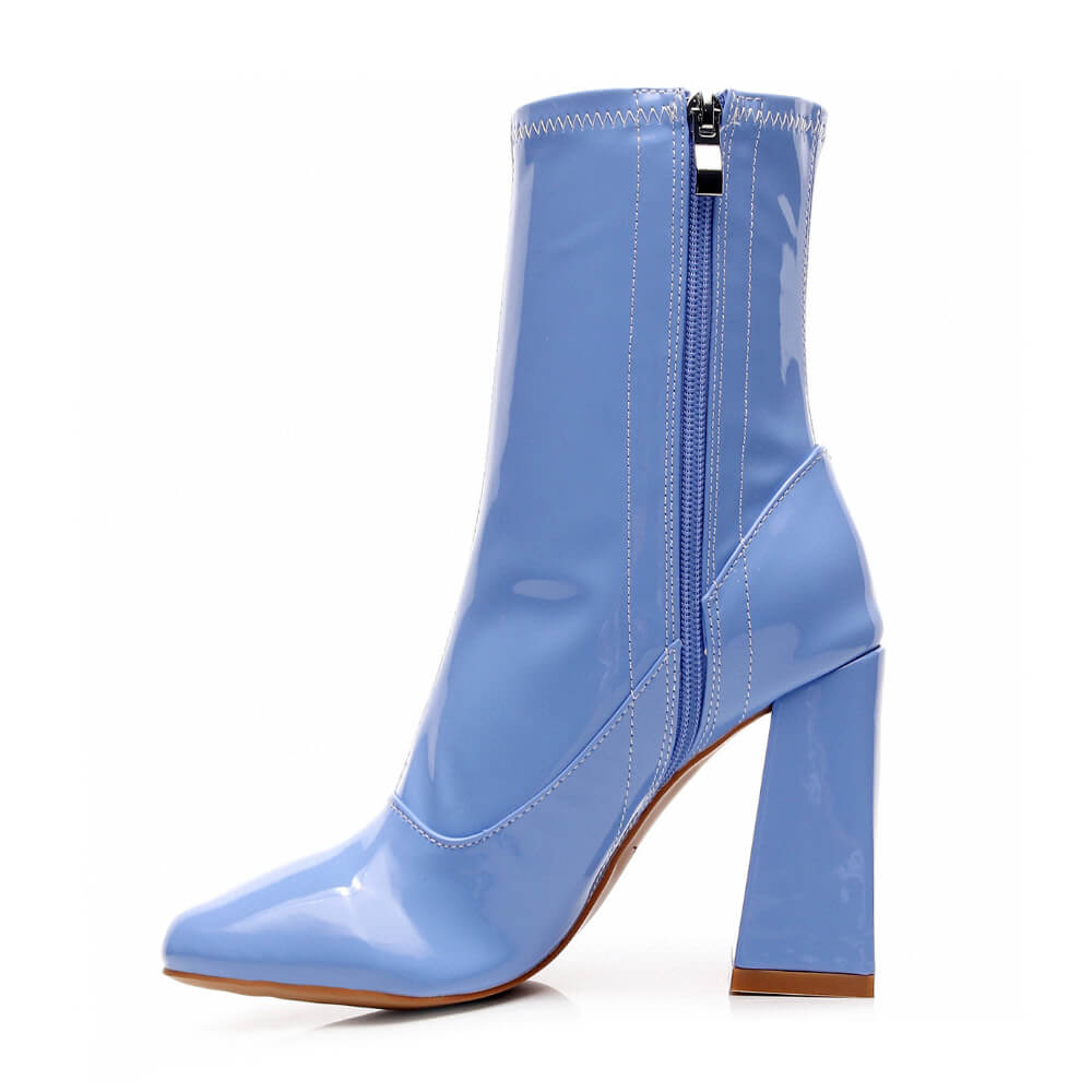 La Gogo Ankle Boot - Periwinkle Wet Look - Rubber Sole