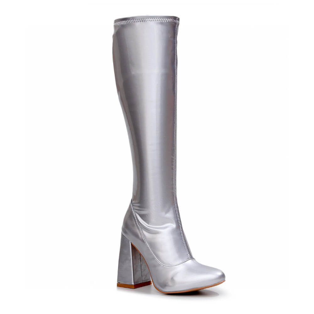 La Gogo Calf Boot - Silver Stretch - Street Sole