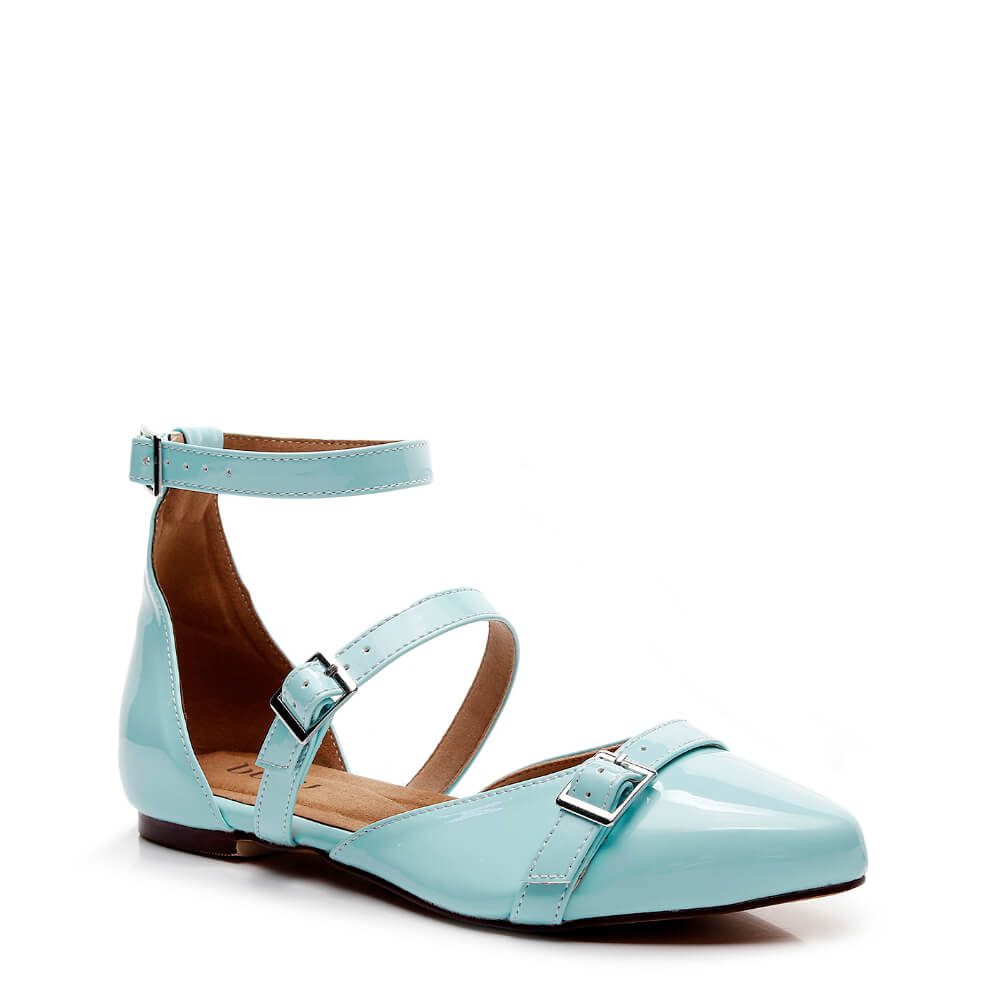 London - Pastel Blue Vegan Patent - Street Sole